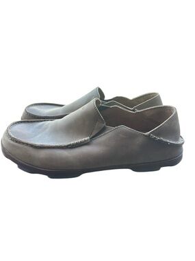 OluKai Moloa Brown Leather Slip On Loafer Men's US 14 EUR 47 Casual Shoes